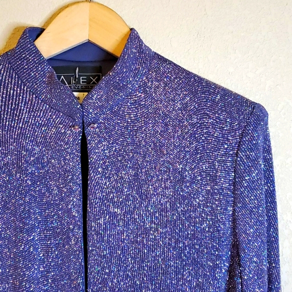 Alex Evenings Jackets & Blazers - ALEX Evenings purple shimmery open front blazer 14